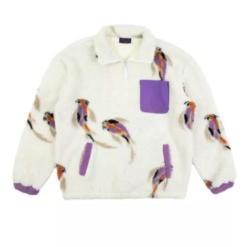 SOLD❣️TAYLOR SWIFT Speak Now Cream Koi Fish Sherpa Quarter Zip Pullover Sweater - Picture 2 of 5